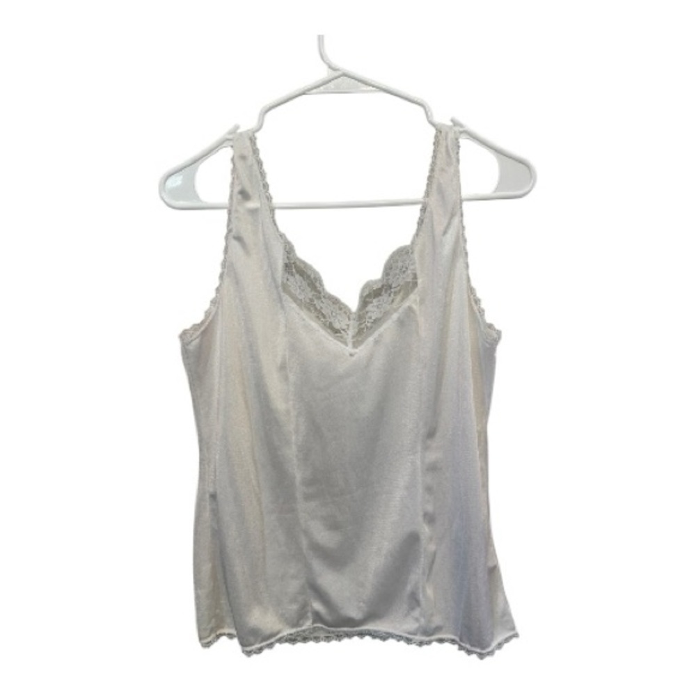 Vintage Y2K Cream Lace Trim Camisole Slip Size Medium